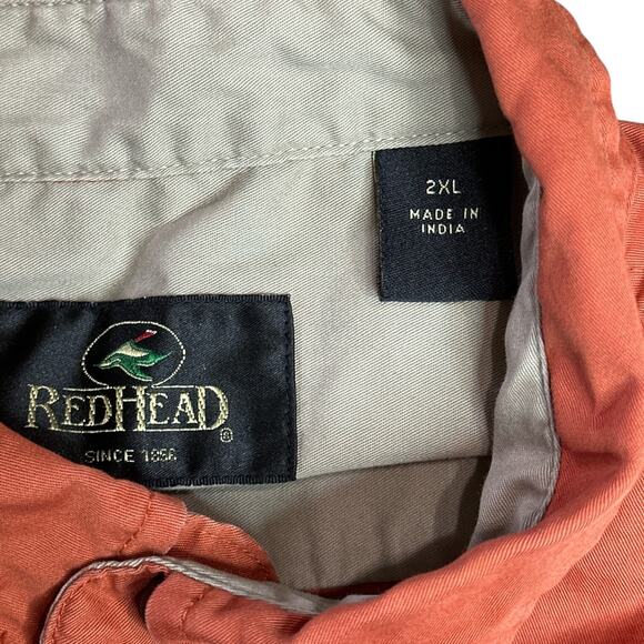 Bass Pro Shops Redhead L/S Button Up Shirt Men's 2XL Pumpkin Orange 100% Cotton - Picture 5 of 6